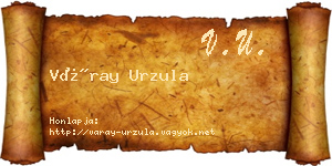 Váray Urzula névjegykártya